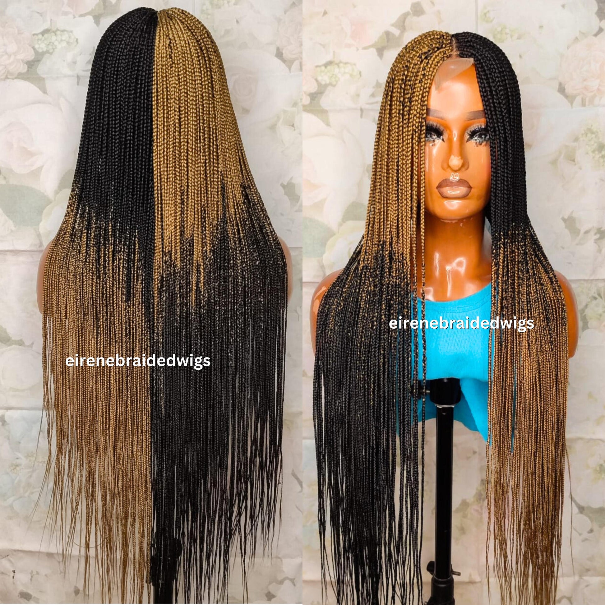 Braided Wigs for Black Women Long Black & Gold Box Braids Wig – Glueless HD Lace Closure – product image 5