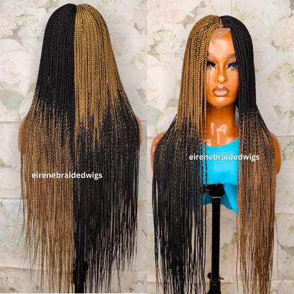 Braided Wigs for Black Women Long Black & Gold Box Braids Wig – Glueless HD Lace Closure – product image 5