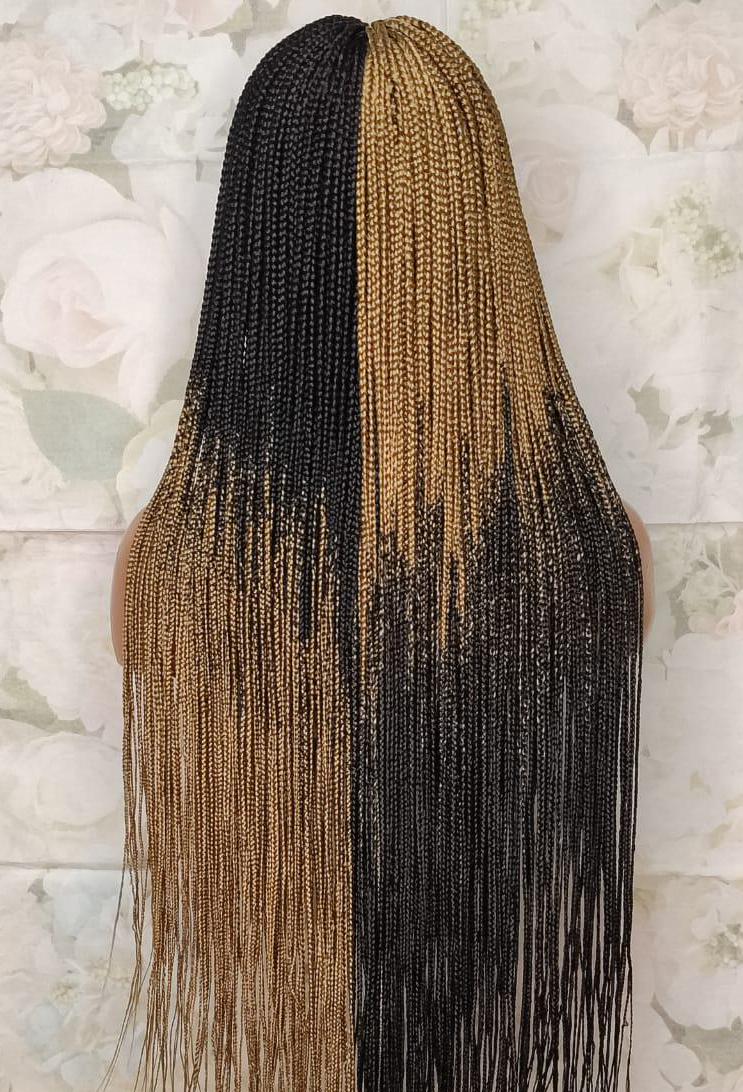 Braided Wigs for Black Women Long Black & Gold Box Braids Wig – Glueless HD Lace Closure – product image 3