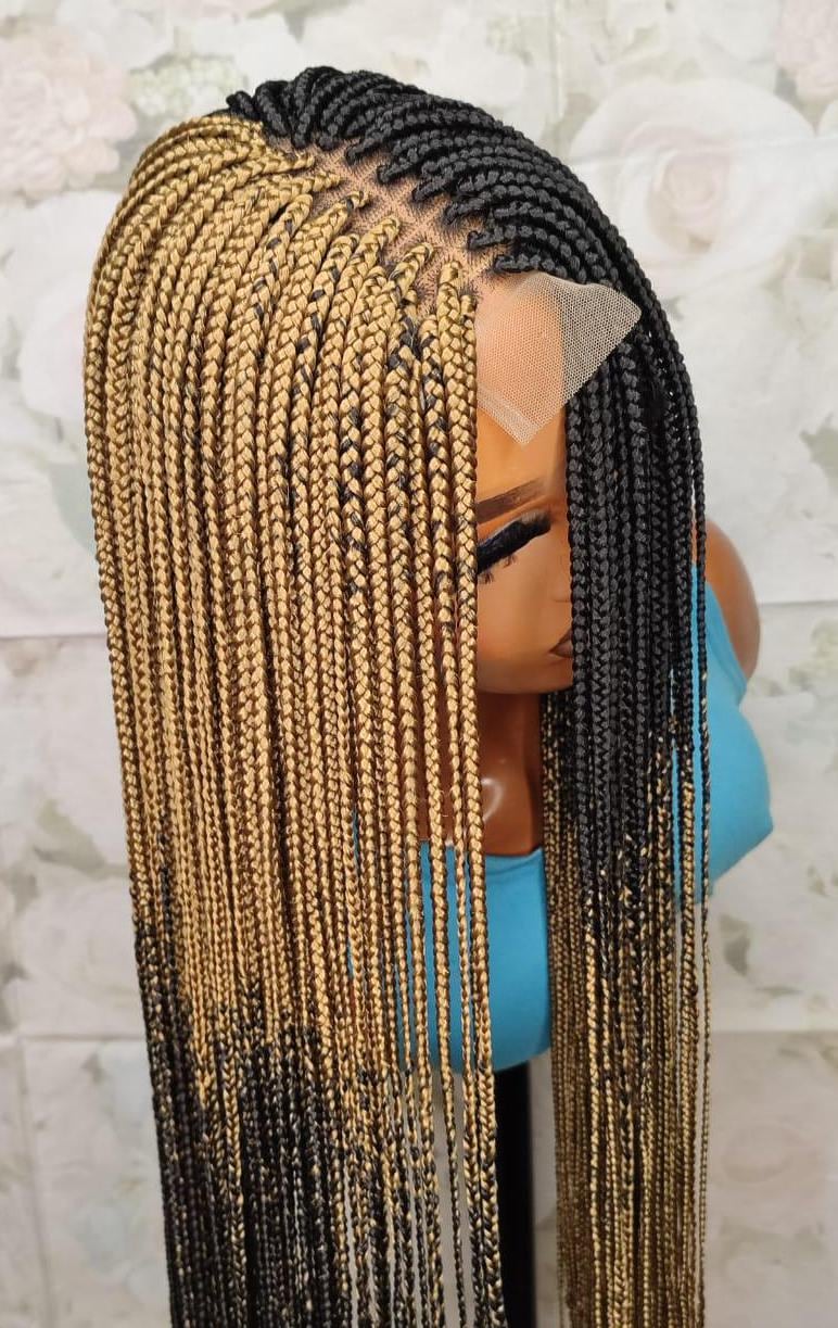 Braided Wigs for Black Women Long Black & Gold Box Braids Wig – Glueless HD Lace Closure – product image 6