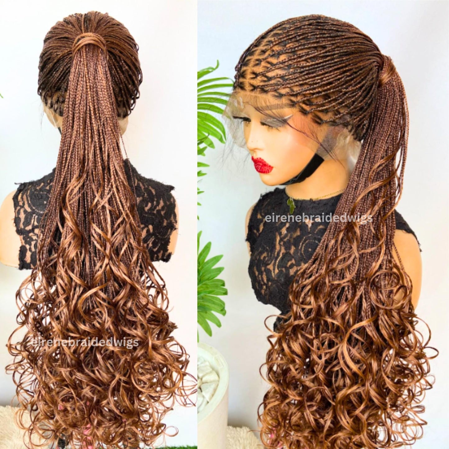 Braided Wigs for Black Women Spanish Curls Braided Wig – Nano Twist Human Hair Lace Front – product image 4