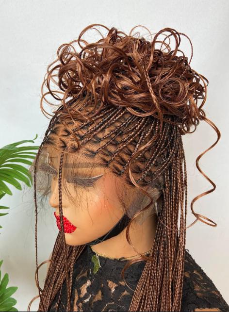 Braided Wigs for Black Women Spanish Curls Braided Wig – Nano Twist Human Hair Lace Front – product image 2