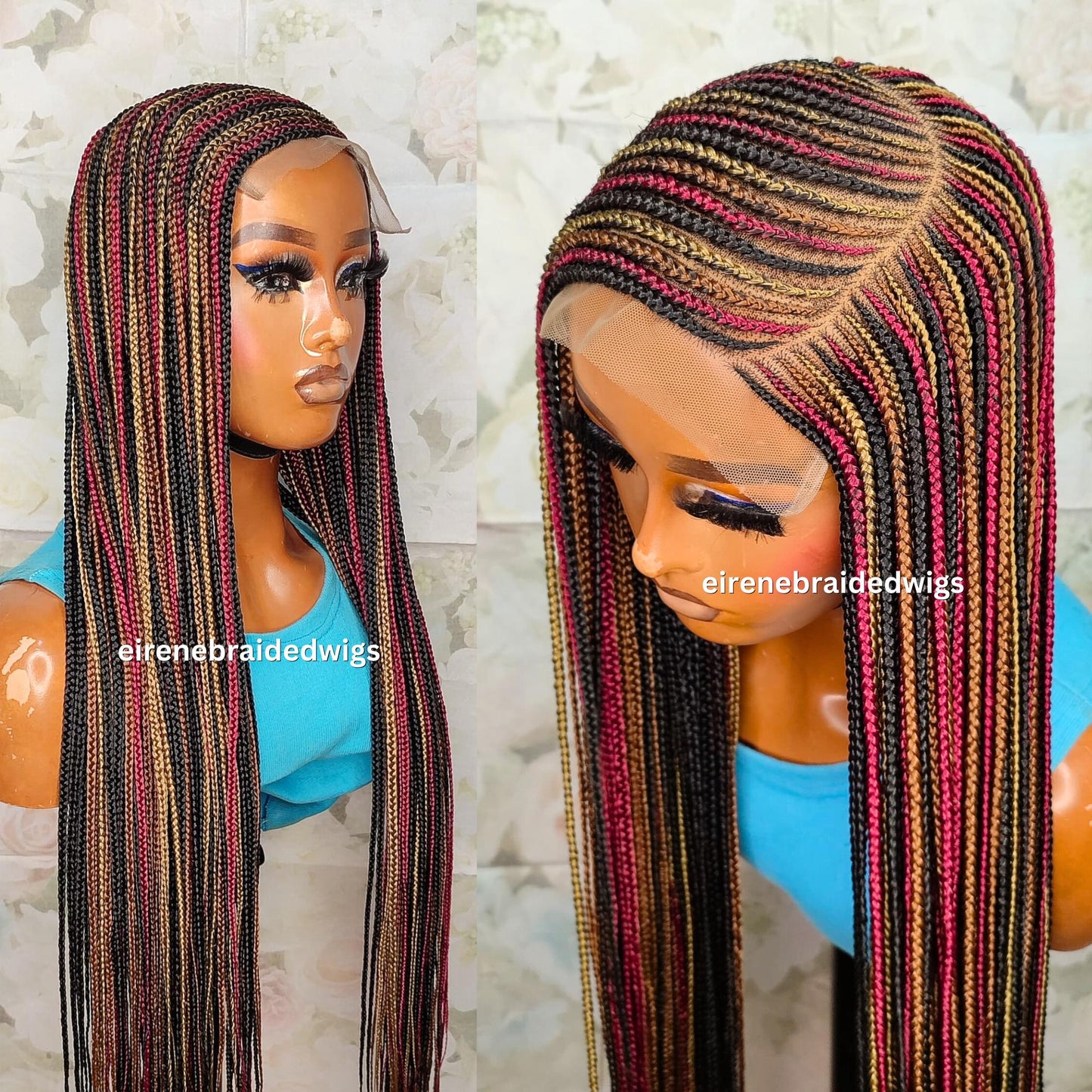 Braided Wigs for Black Women Braided Wig – C-Cut Lace Frontal – Red Gold Black Box Braids – product image 10