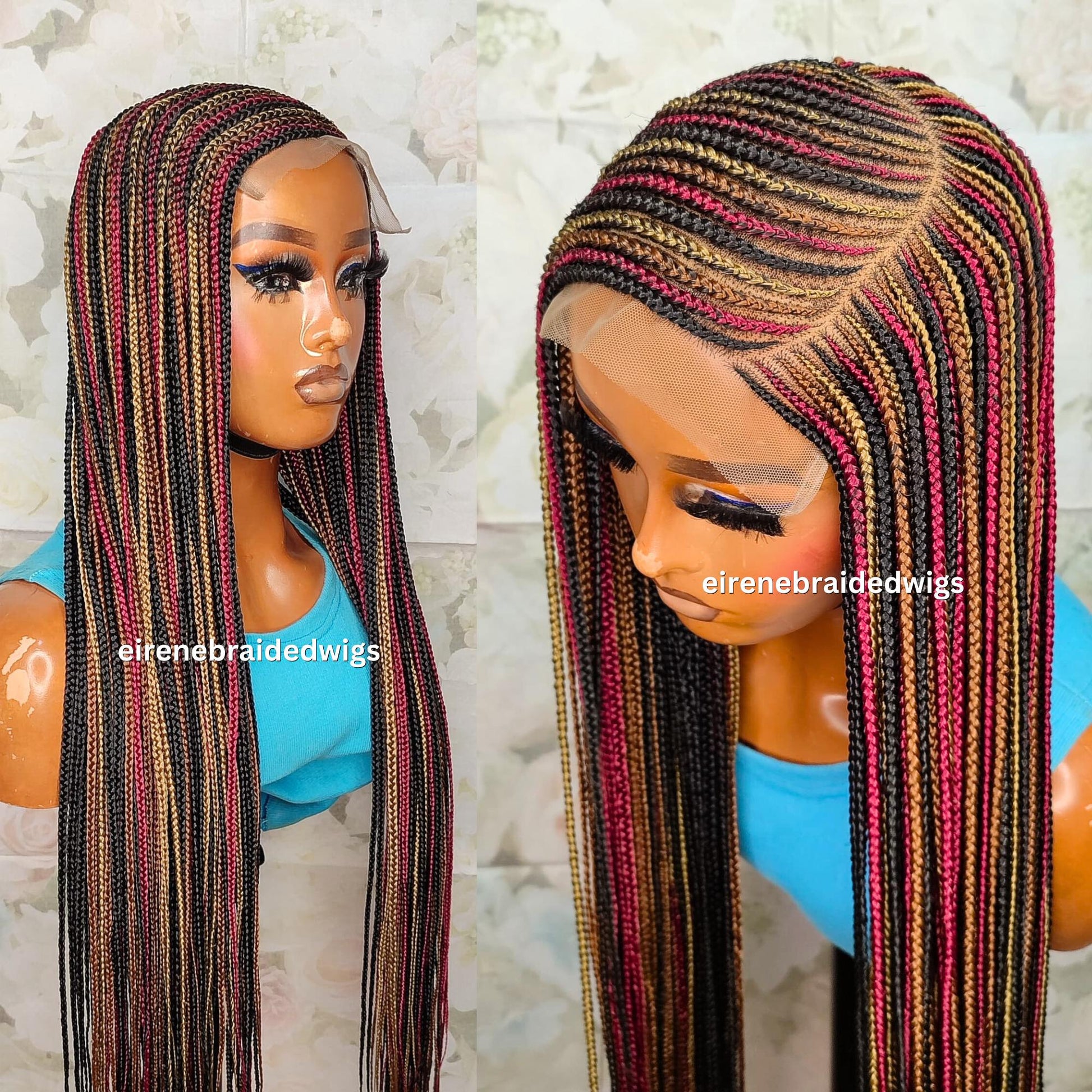 Braided Wigs for Black Women Braided Wig – C-Cut Lace Frontal – Red Gold Black Box Braids – product image 10