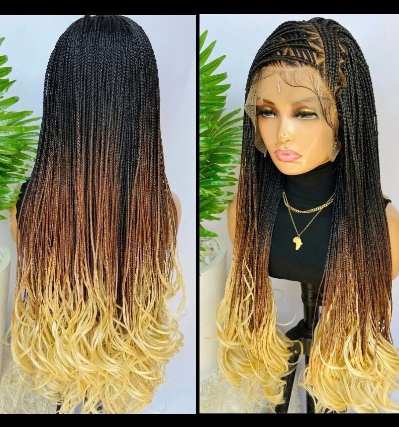 Braided Wigs for Black Women 30-inch Lace Frontal Braided Wig – Boho French Curl Ends – product image 2