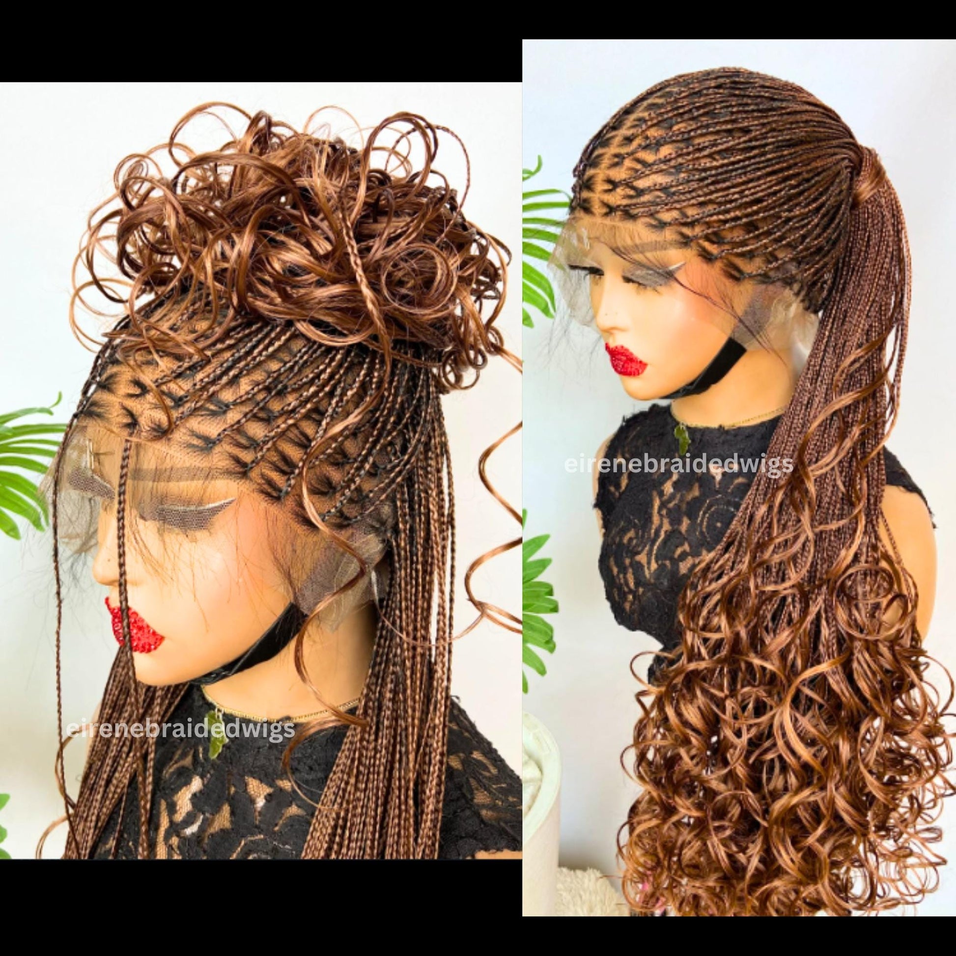 Braided Wigs for Black Women Spanish Curls Braided Wig – Nano Twist Human Hair Lace Front – product image 3