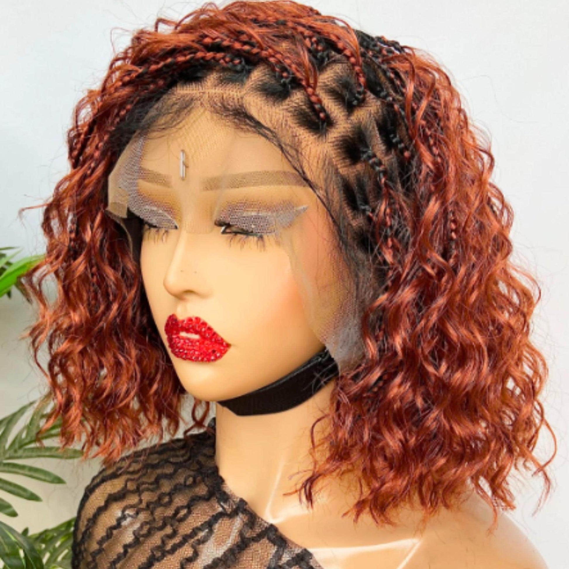 Braided Wigs for Black Women Knotless Bob Braided Wig – Boho Goddess Locs – Human Hair Blend Lace Front – product image 1