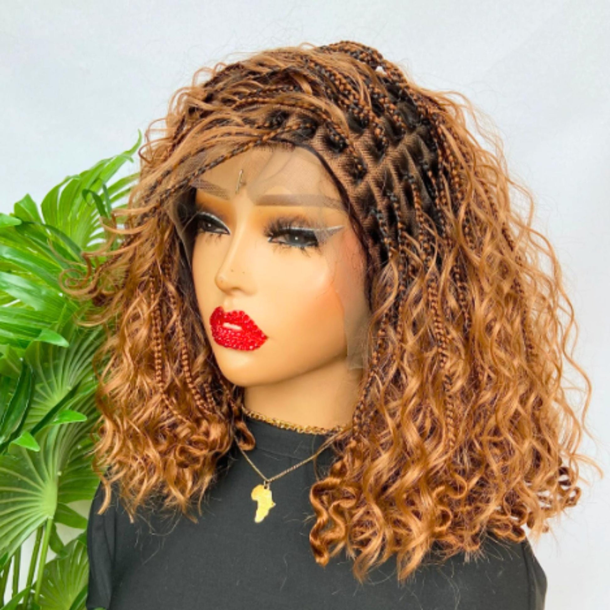 Braided Wigs for Black Women Knotless Bob Braided Wig – Boho Goddess Locs – Human Hair Blend Lace Front – product image 3