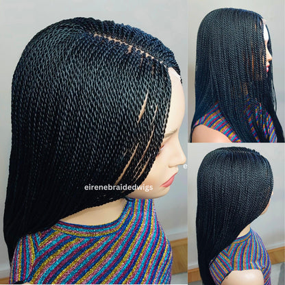 Micro Twist Braids Wig, Lace-Front Light-Weight Centre-Parting Long Single Weave