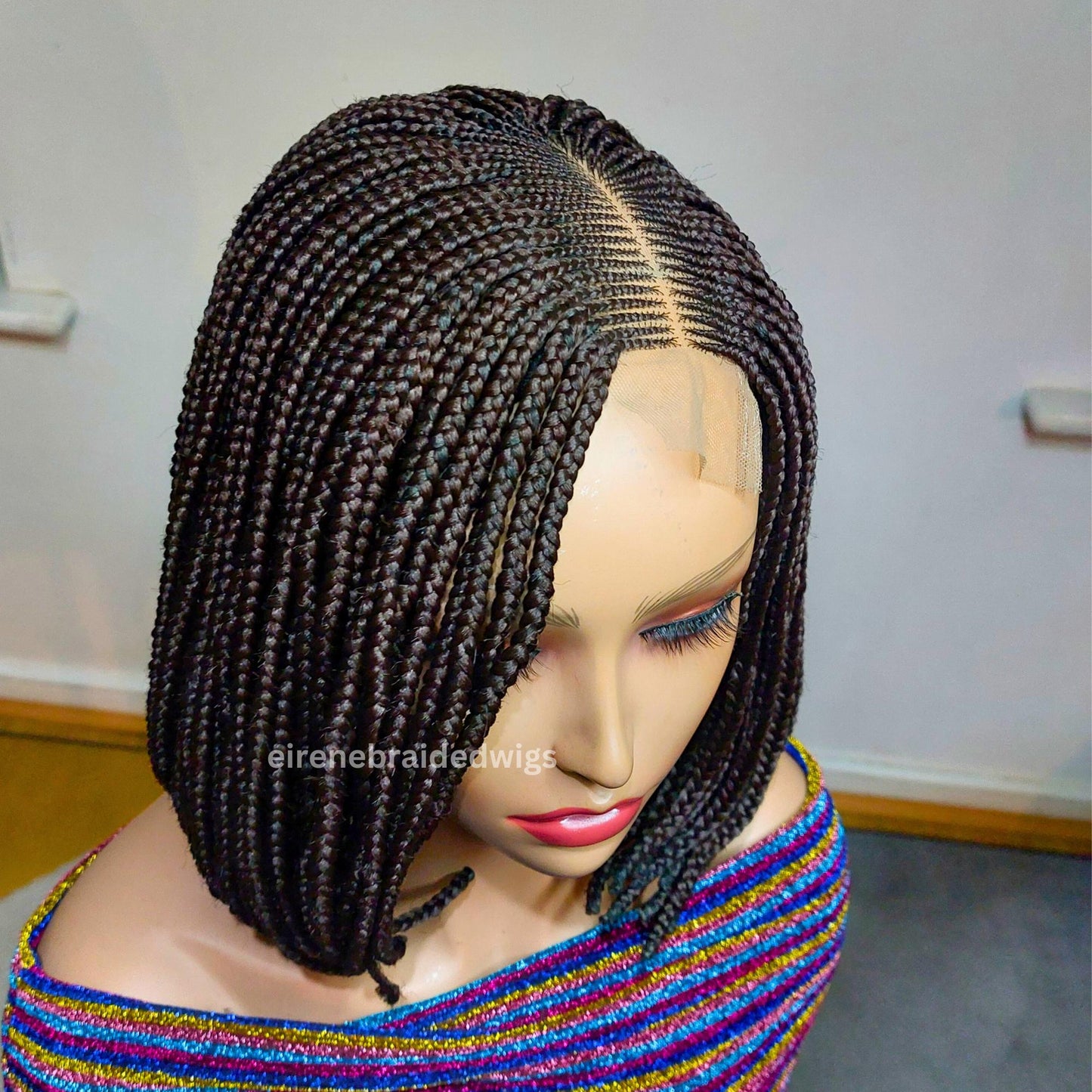 Brown short bob braid wig