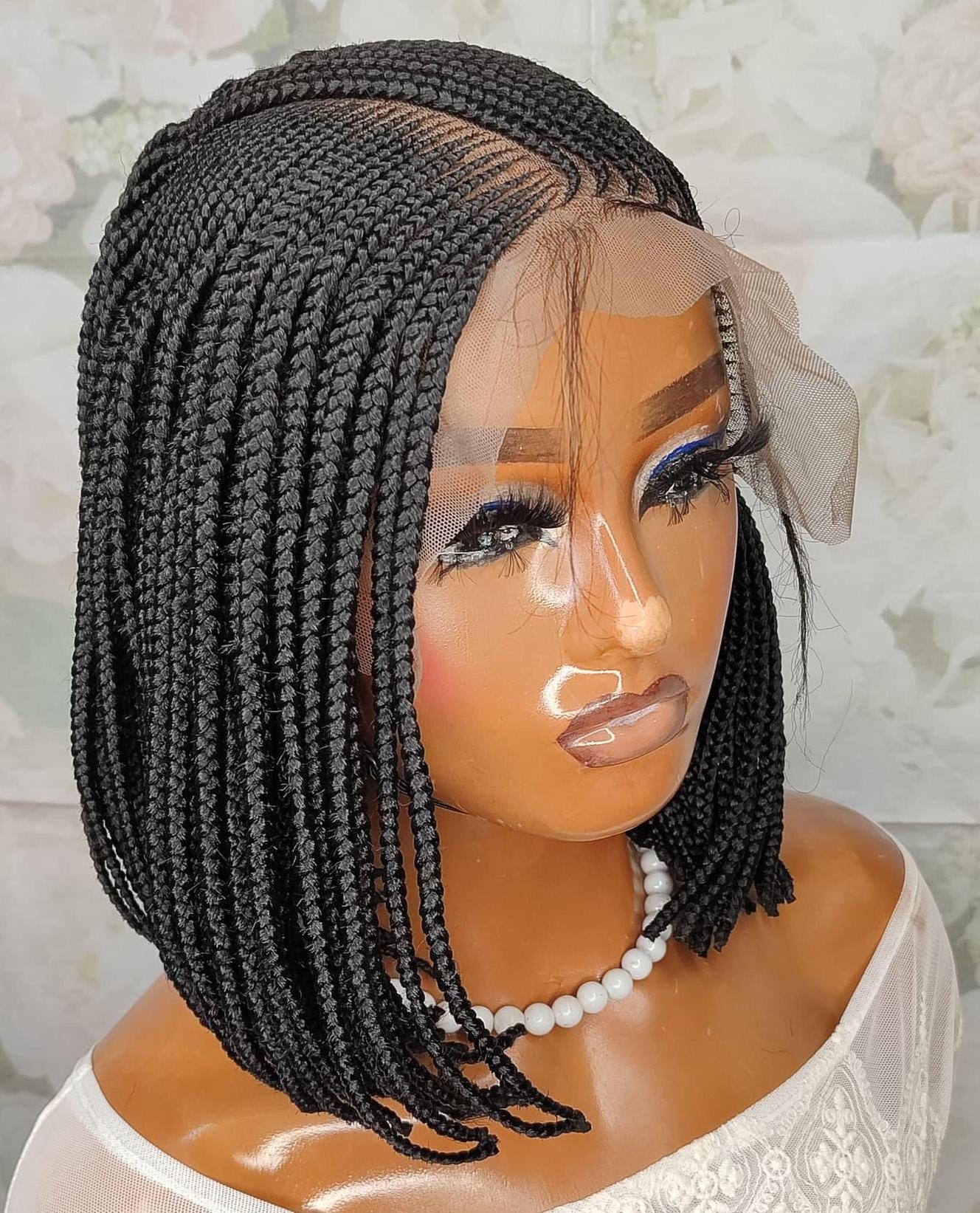 Short bob lace frontal conrow weave braided wigs for black women