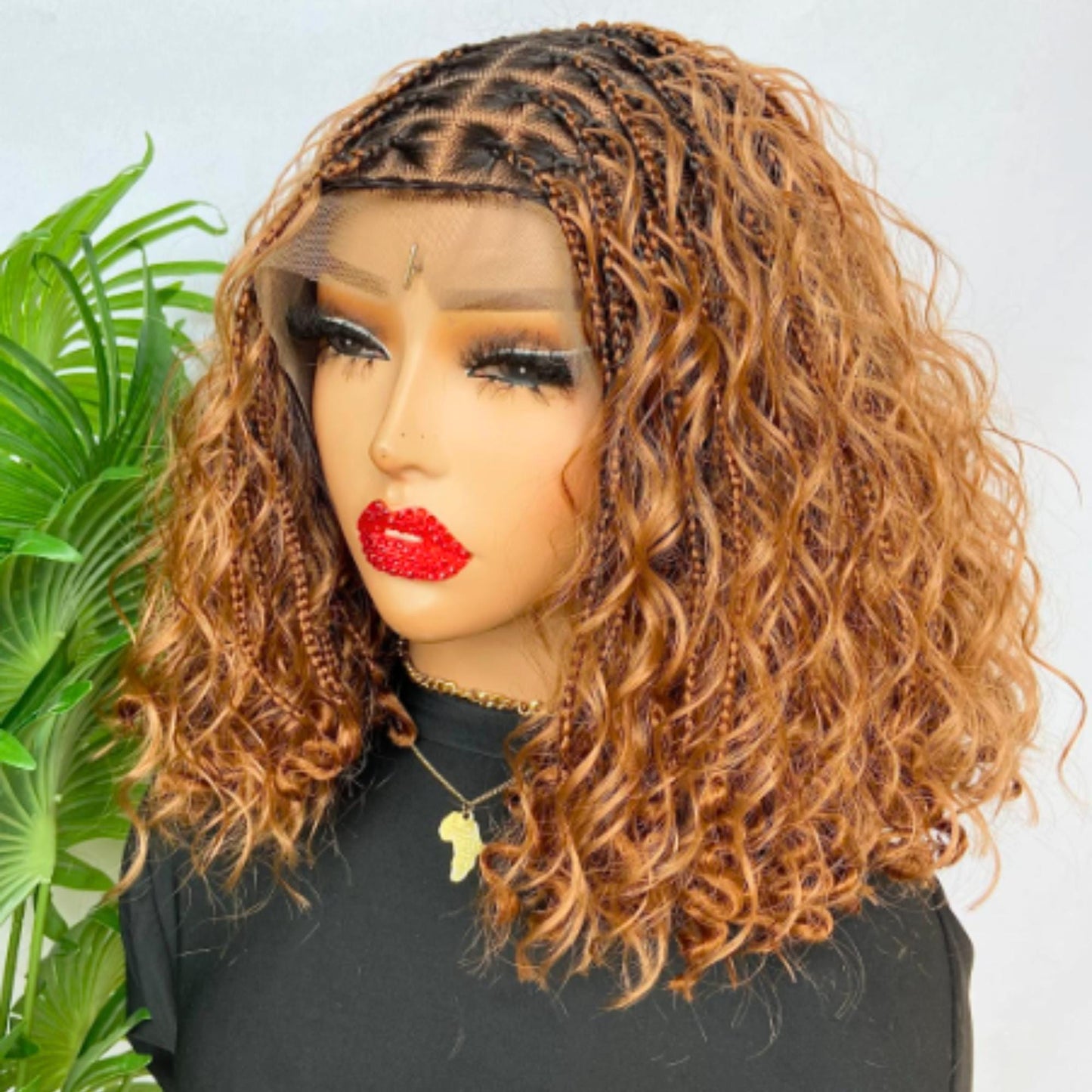 Braided Wigs for Black Women Knotless Bob Braided Wig – Boho Goddess Locs – Human Hair Blend Lace Front – product image 7