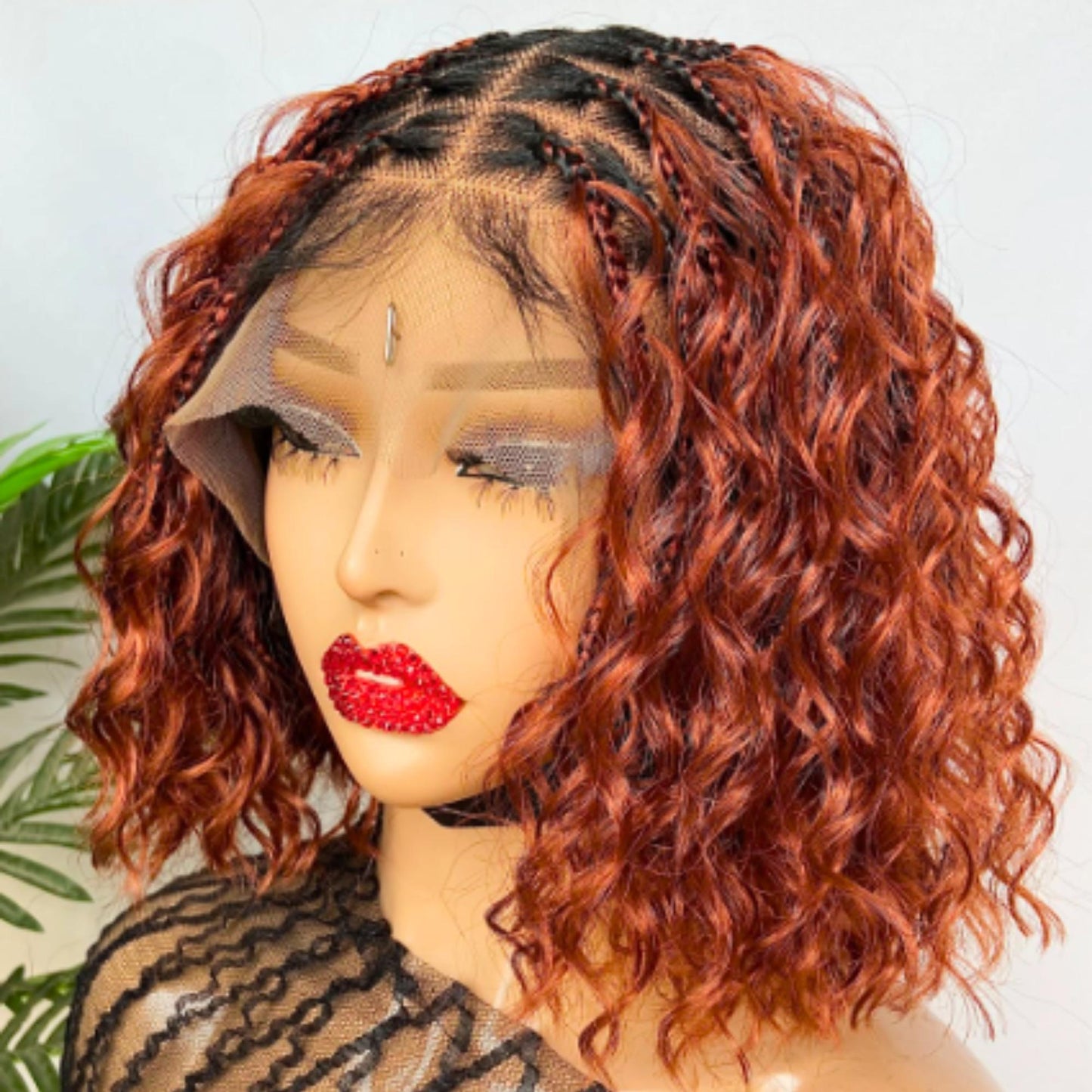 Braided Wigs for Black Women Knotless Bob Braided Wig – Boho Goddess Locs – Human Hair Blend Lace Front – product image 8