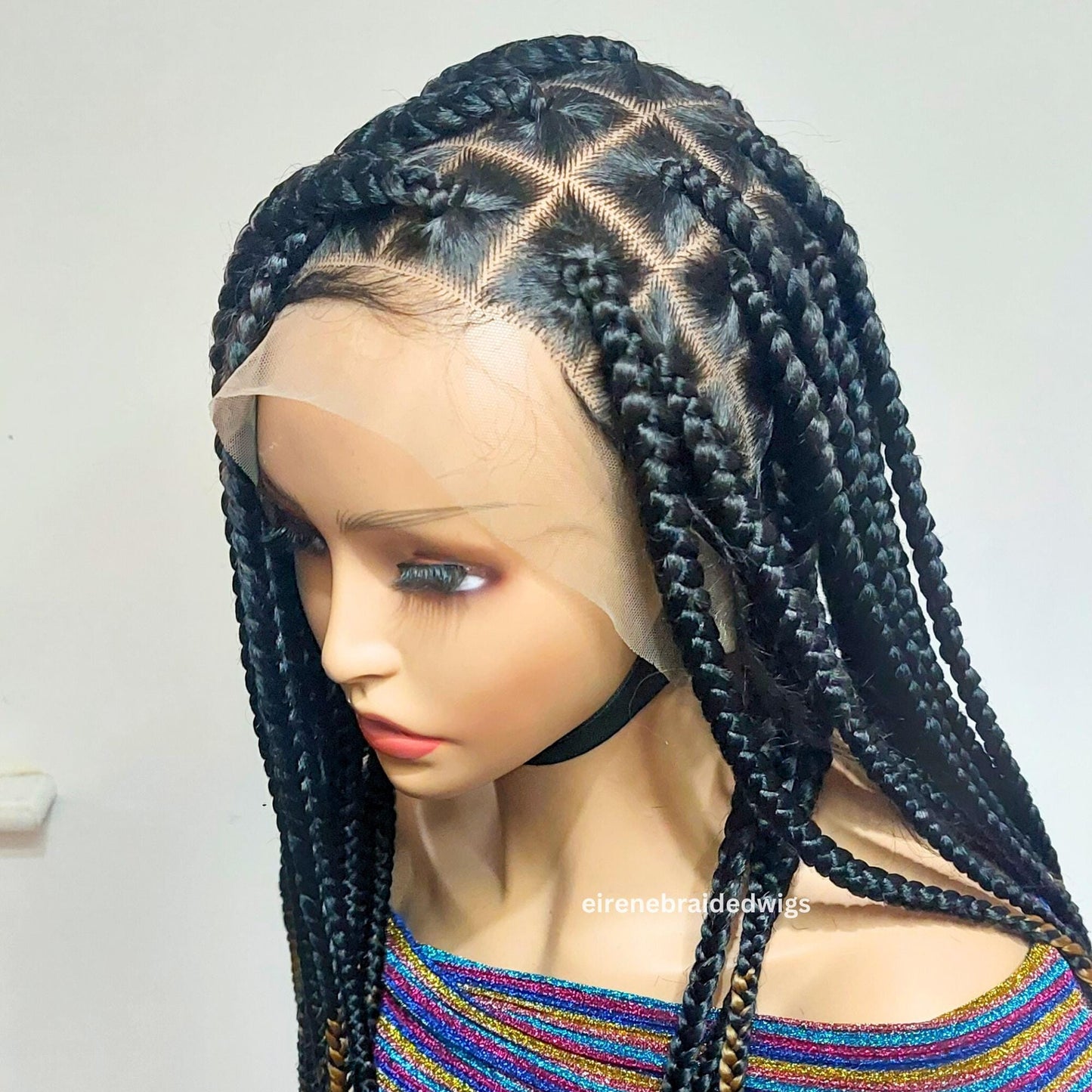 Braided Wigs for Black Women Knotless Box Braided Wig – Jumbo Braids – Baby Hair – Full Lace – 30in – product image 7