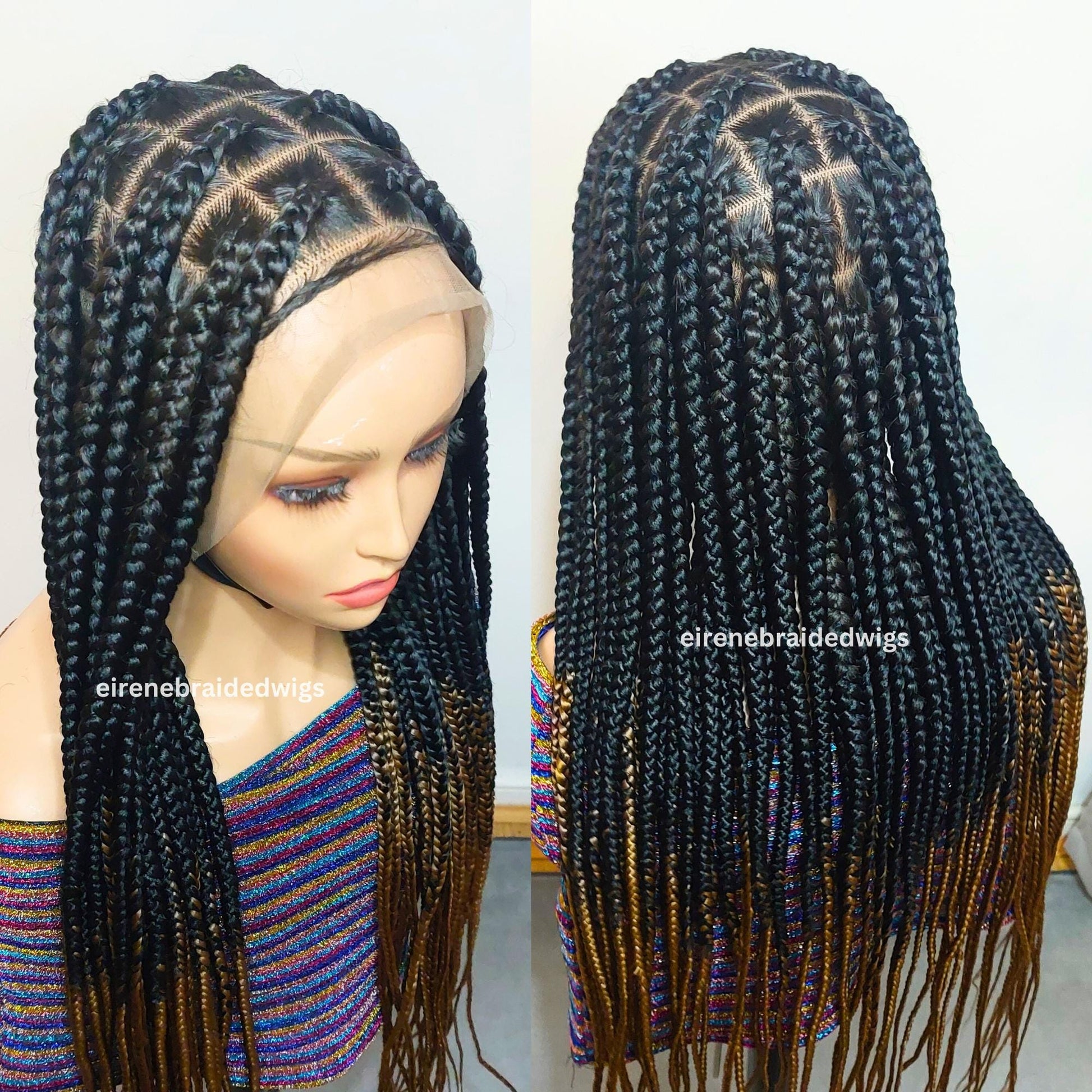 Chunky Knotless Big Box Braided Wig for Black Women – baby hair full lace african single jumbo braids human hair wig – 30in wig – product image 6