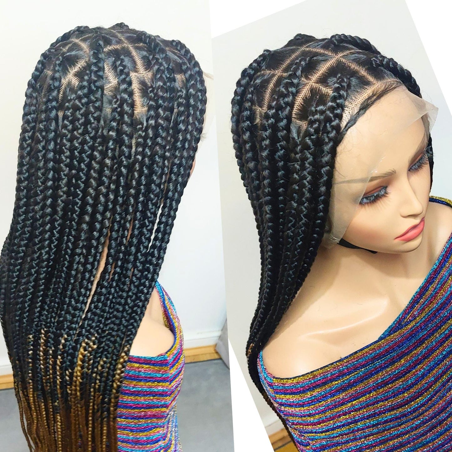 Braided Wigs for Black Women Knotless Box Braided Wig – Jumbo Braids – Baby Hair – Full Lace – 30in – product image 4