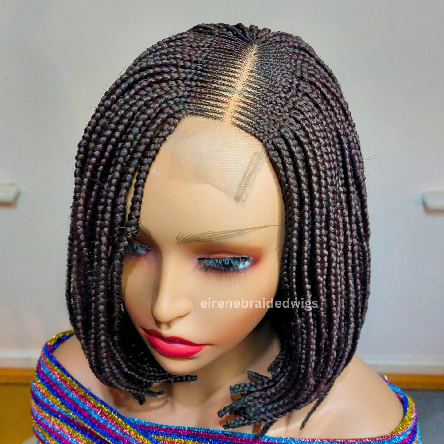 Brown short bob braid wig