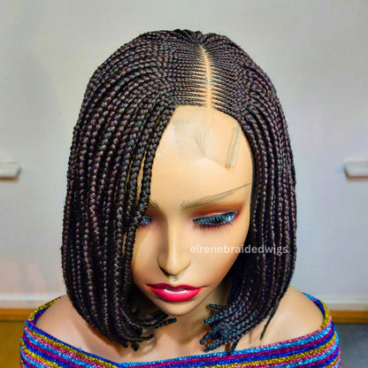 Brown short bob braid wig