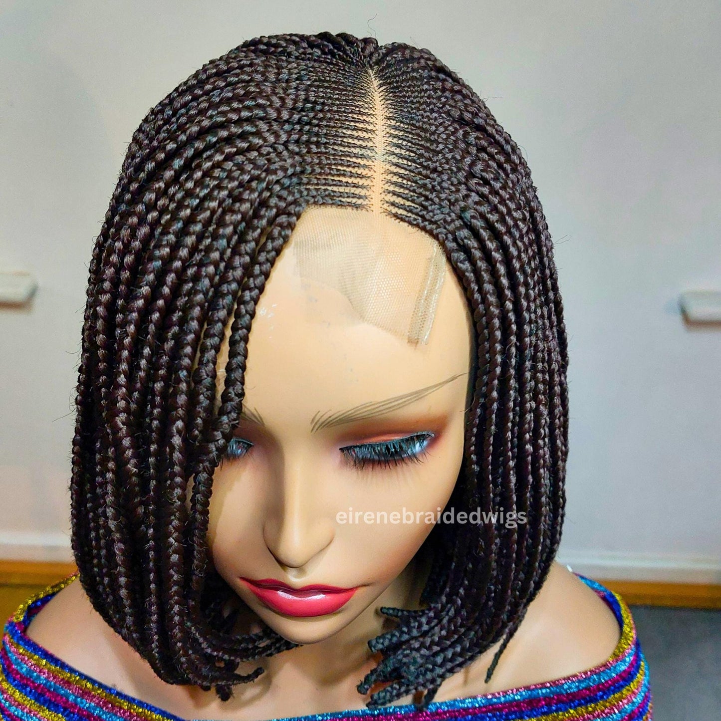 Brown short bob braid wig