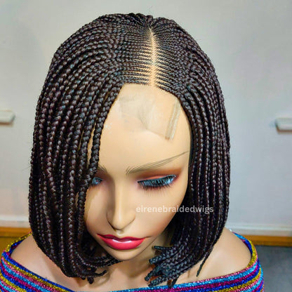 Brown short bob braid wig