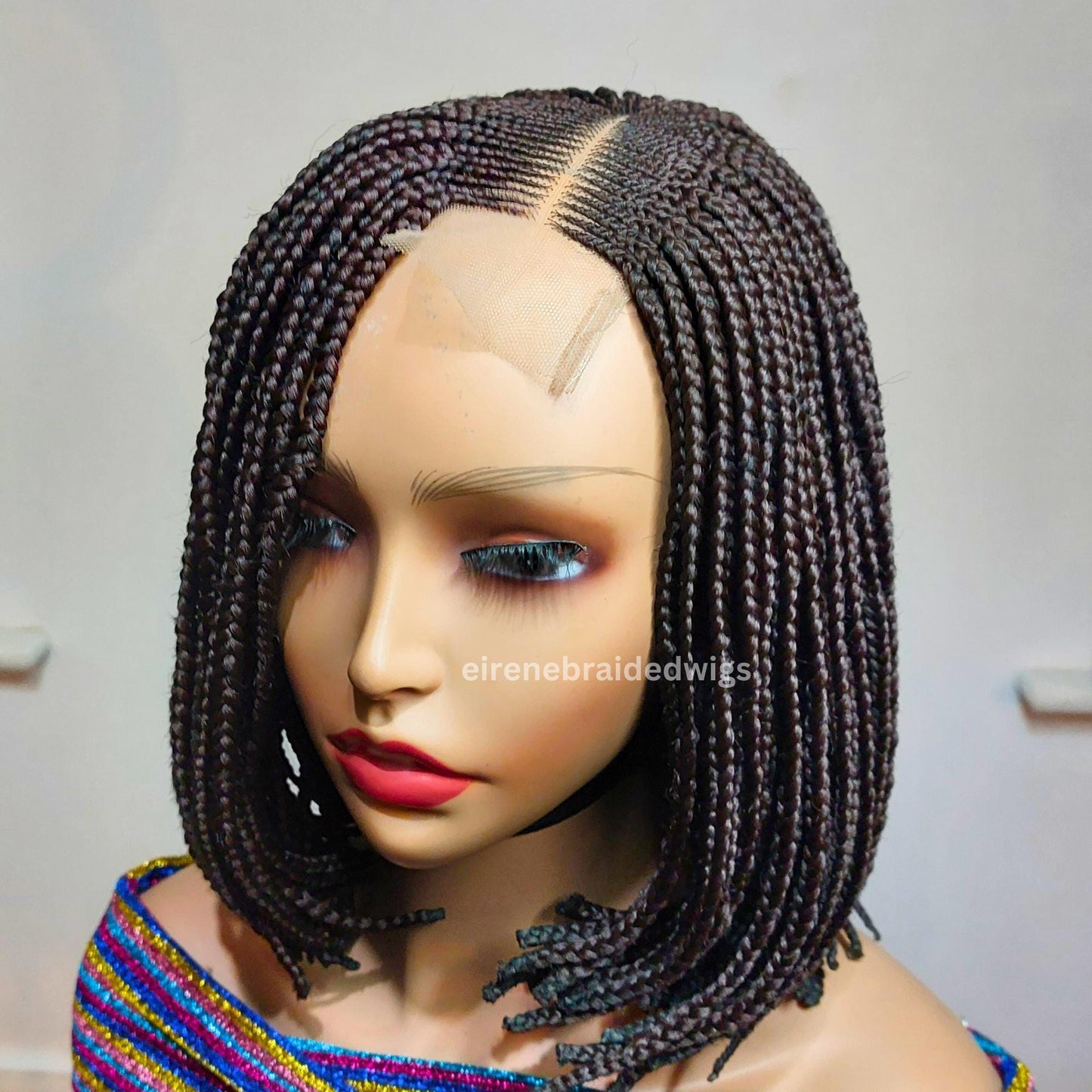 Brown short bob braid wig