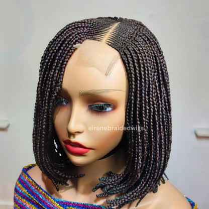 Brown short bob braid wig