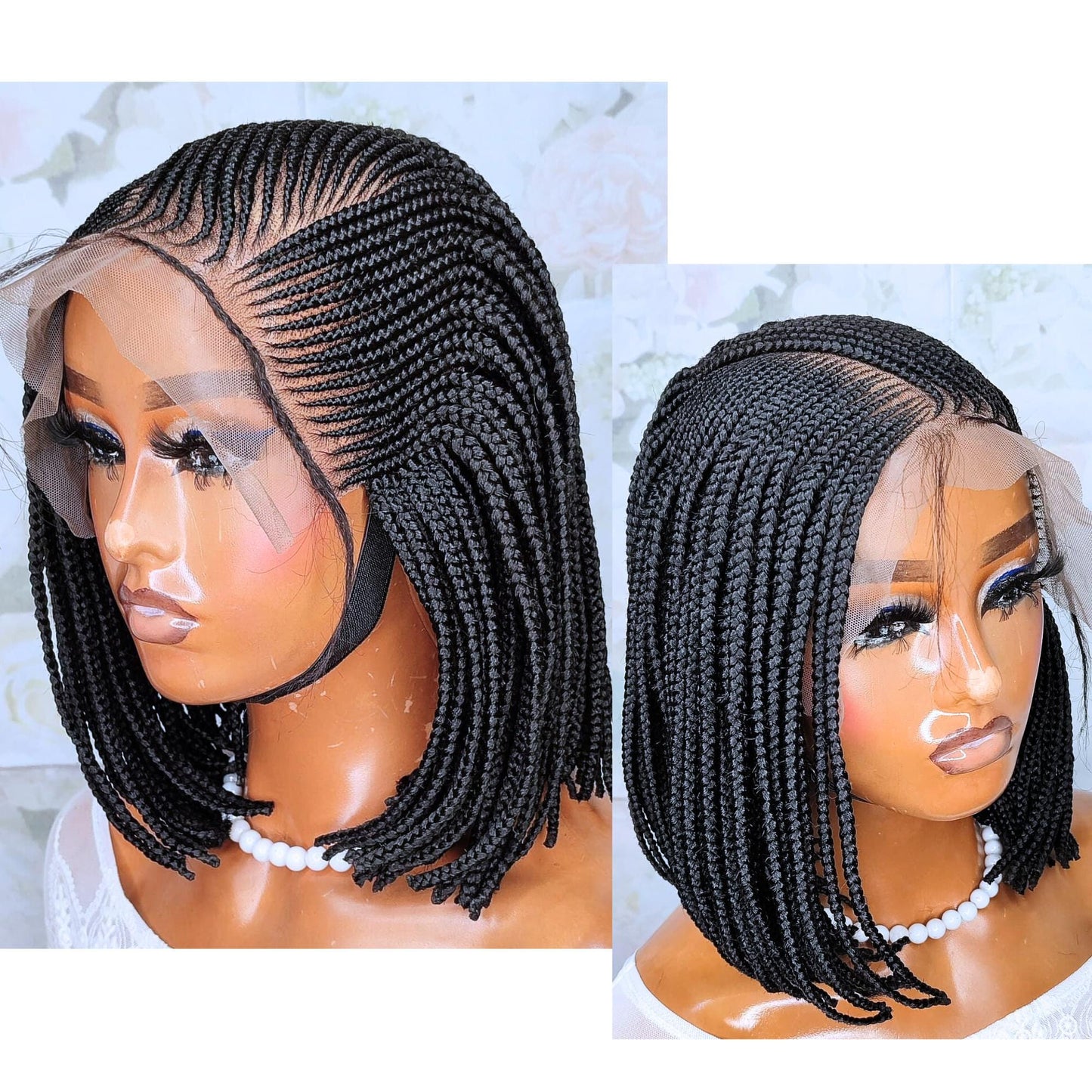 Short bob lace frontal conrow weave braided wigs for black women