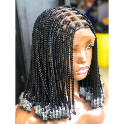Black full lace single knotless big box braids with bead