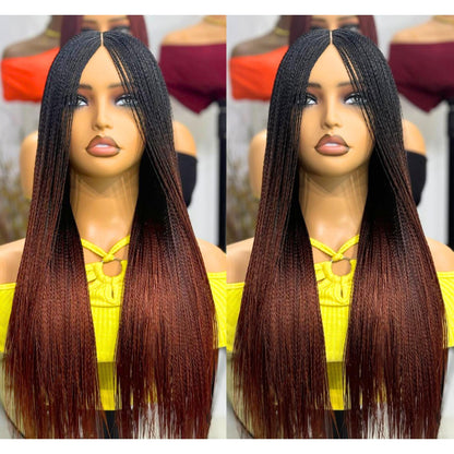 30in Silky Bone Straight Braid Wig, Lightweight Long Single Knotles