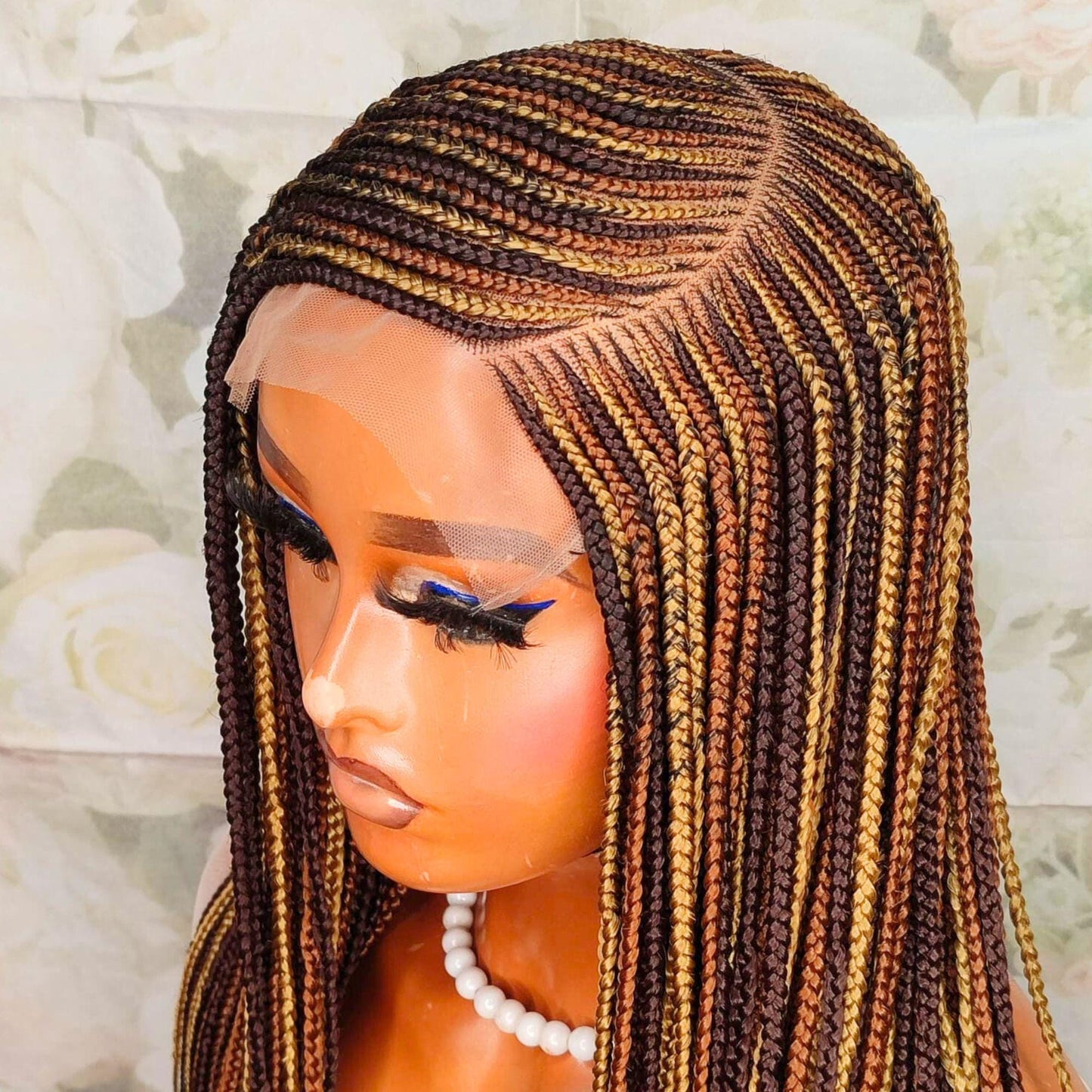Braided Wigs for Black Women Braided Wig – C-Cut Lace Frontal – Brown Gold Rainbow Box Braid – product image 4