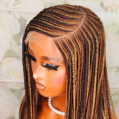 Braided Wigs for Black Women Braided Wig – C-Cut Lace Frontal – Brown Gold Rainbow Box Braid – product image 4