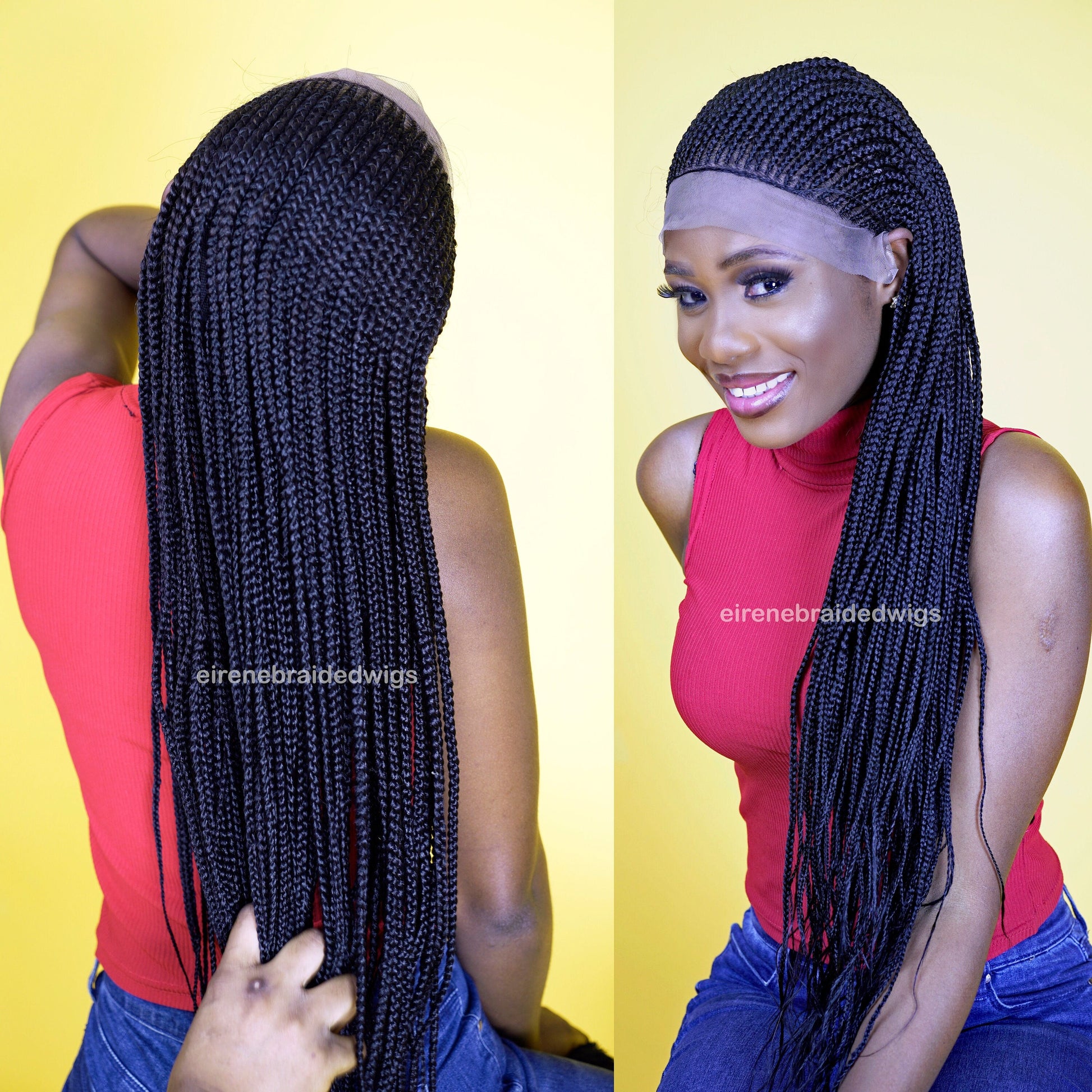 Braided Wigs for Black Women Fulani Braided Wig – Ghana Weave Tribal Box Braids – Lace Frontal – product image 1