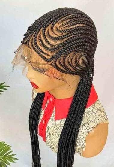 Braided Wigs for Black Women Fulani Braided Wig – Zigzag Cornrow Lace Frontal Wig with Baby Hair – product image 2