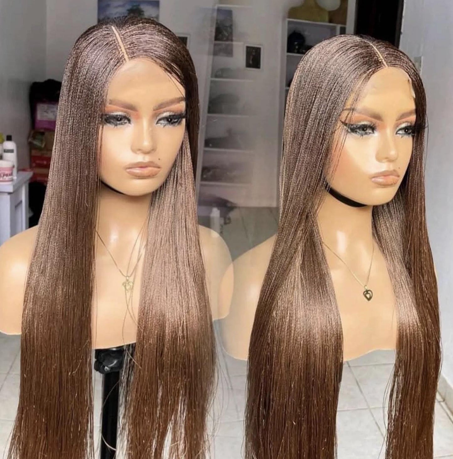 Braided Wigs for Black Women 30 Inch Micro Twist Wig – Human Hair Lace Closure Nano Braids – product image 4