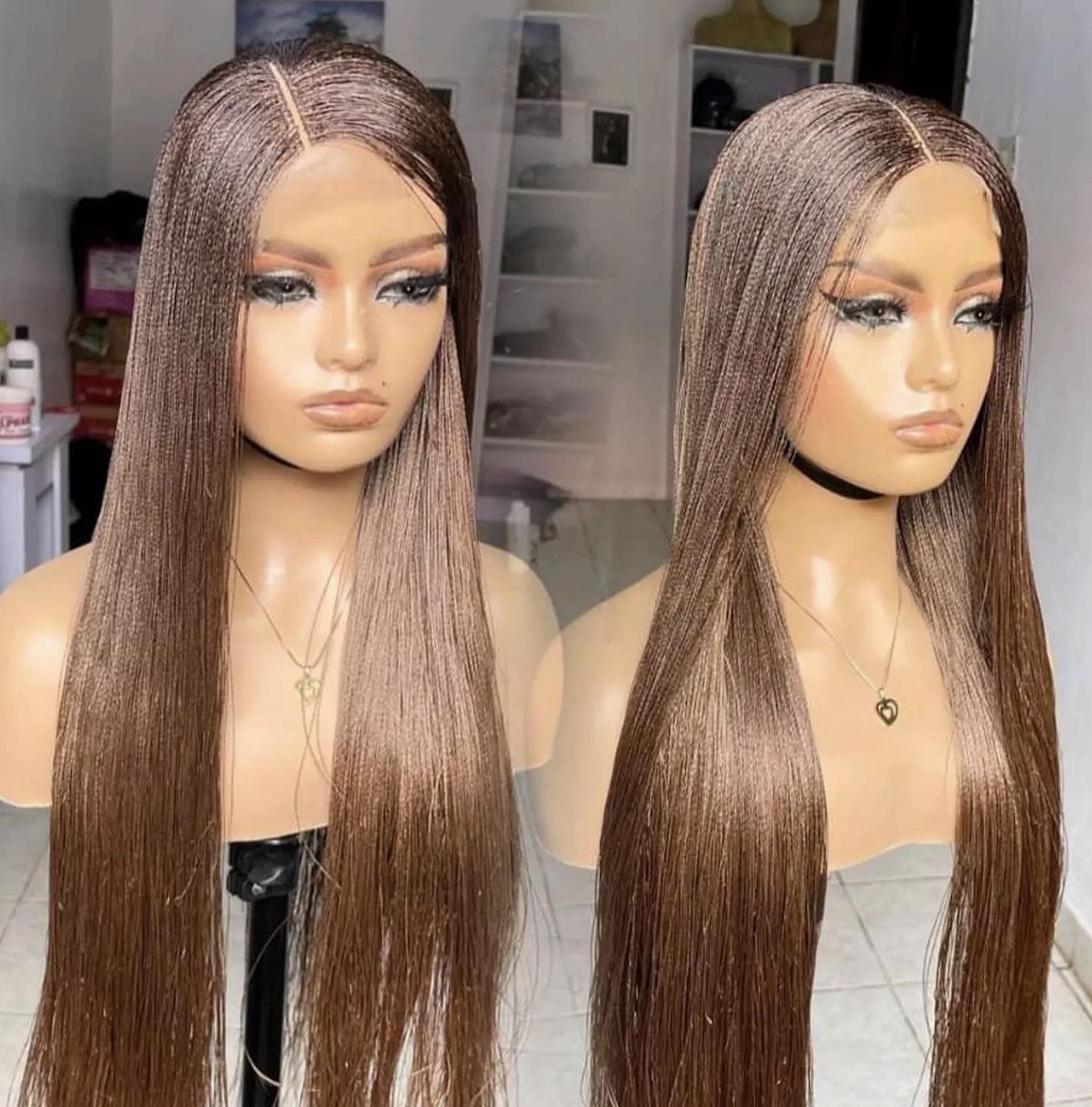 Braided Wigs for Black Women 30 Inch Micro Twist Wig – Human Hair Lace Closure Nano Braids – product image 4