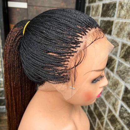 Full Lace Needle Size Micro twist wig, Nano Braids Twist Human Hair Million Braids