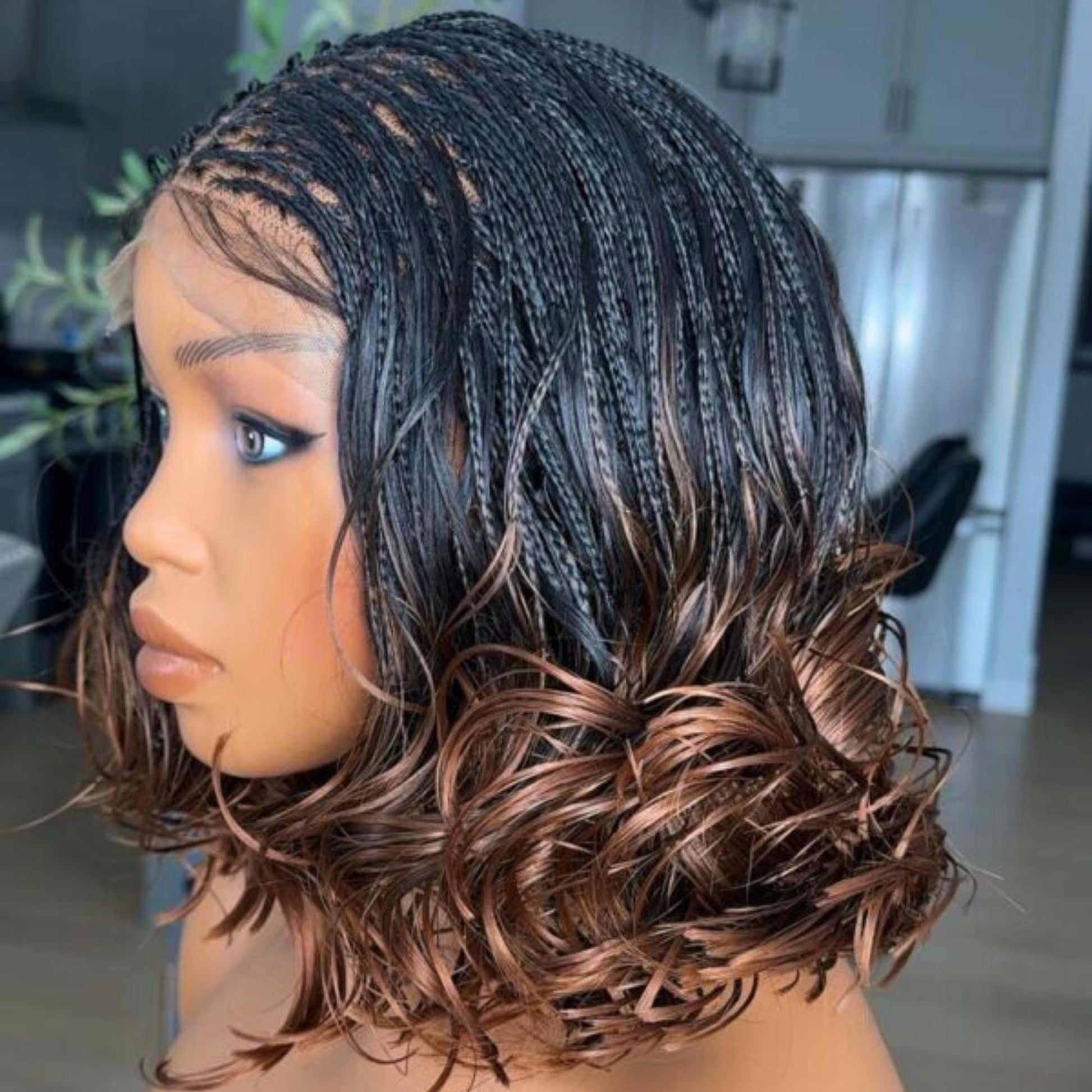 Braided Wigs for Black Women 16in Knotless Spanish Curls Braided Wig – Lace Frontal Box Braids – product image 7