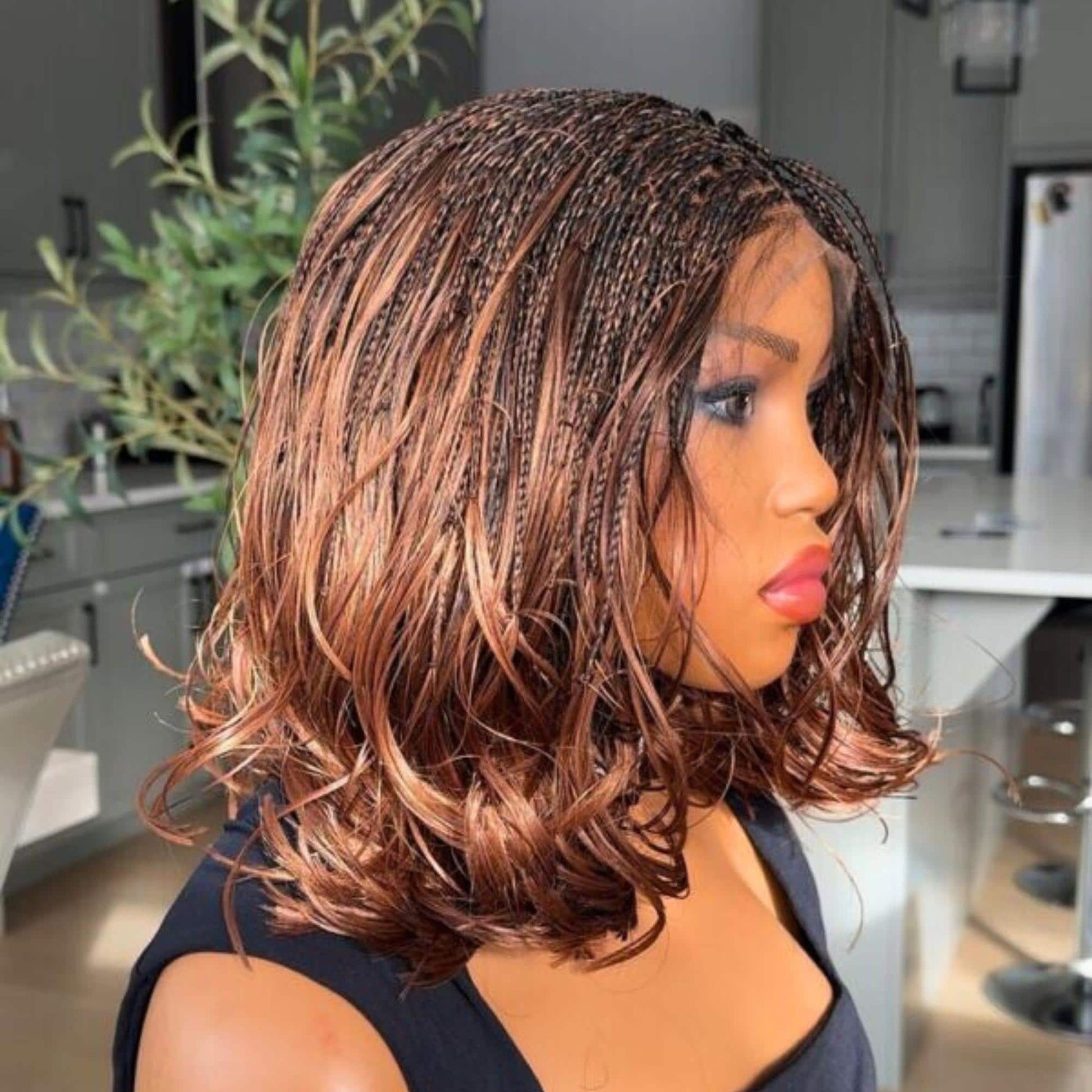 Braided Wigs for Black Women 16in Knotless Spanish Curls Braided Wig – Lace Frontal Box Braids – product image 8