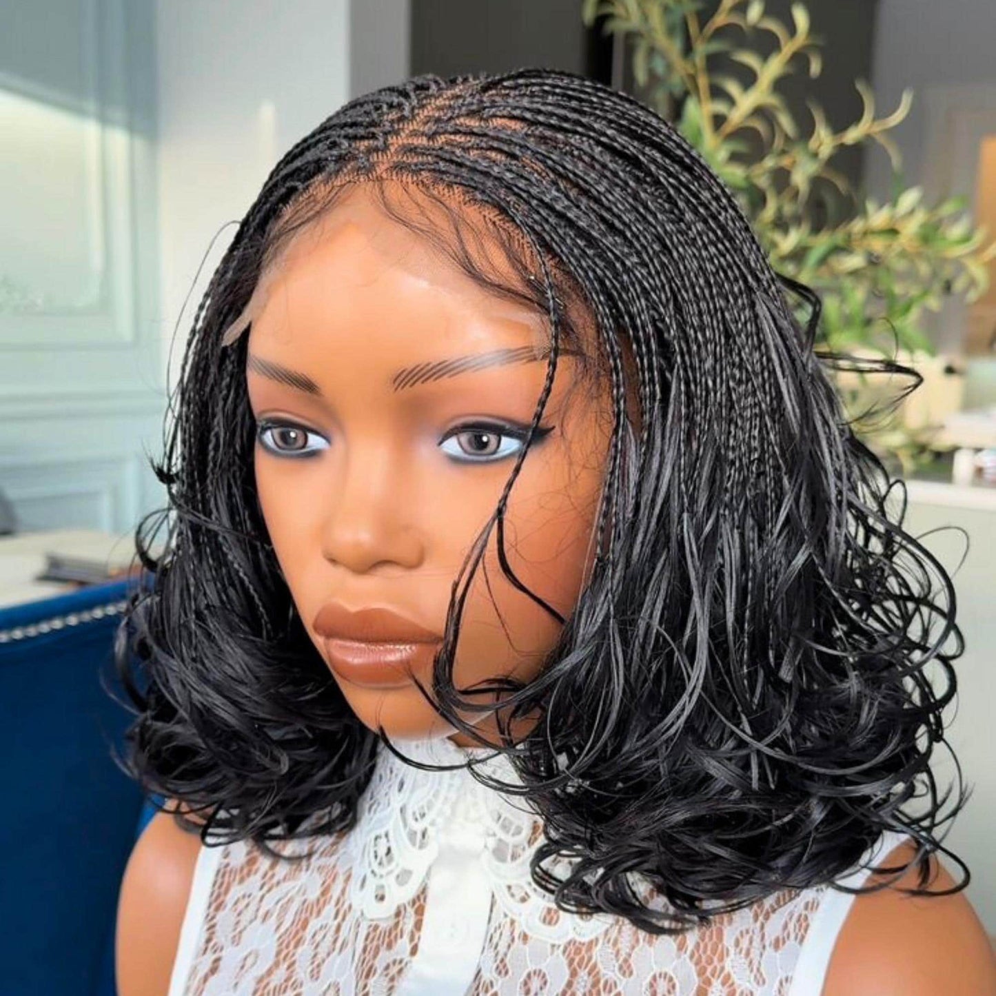 Braided Wigs for Black Women 16in Knotless Spanish Curls Braided Wig – Lace Frontal Box Braids – product image 5