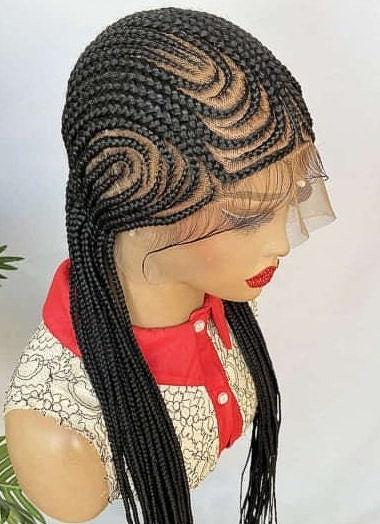 Braided Wigs for Black Women Fulani Braided Wig – Zigzag Cornrow Lace Frontal Wig with Baby Hair – product image 3