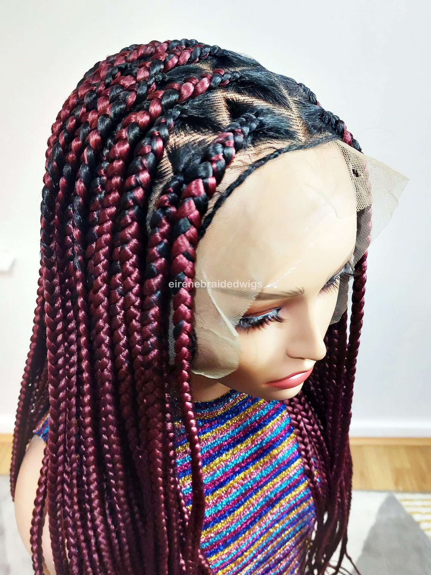 Braided Wigs for Black Women Knotless Box Braided Wig – Long Jumbo Braids – 13x6 Lace Frontal – product image 1
