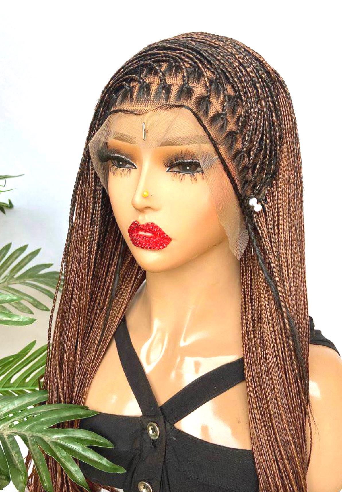 Full lace frontal knotless box braids wig for Black Women – French curls silk deep wave twist braided wig – Spanish curl spiral – product image 2
