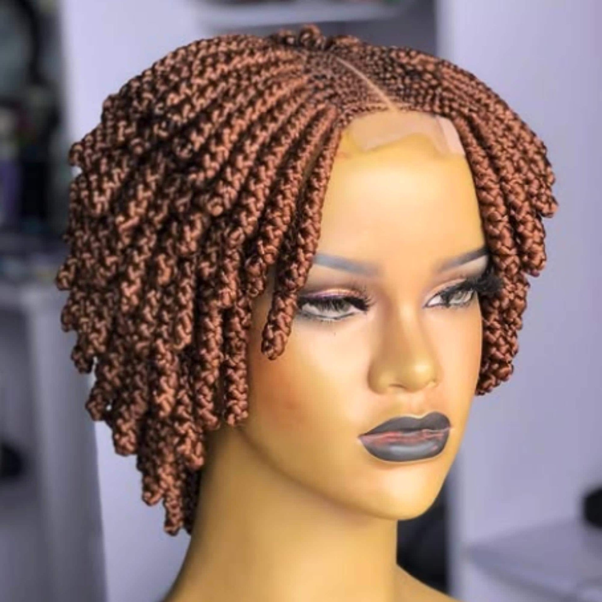 Braided Wigs for Black Women Bantu Knots Braided Bob Wig – Lightweight Lace Front Wig – product image 7