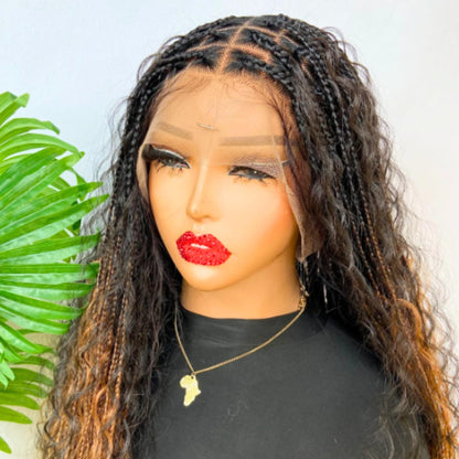 Braided Wigs for Black Women Knotless Boho Goddess Loc Braid Wig – Curly Lace Front Wig – product image 2