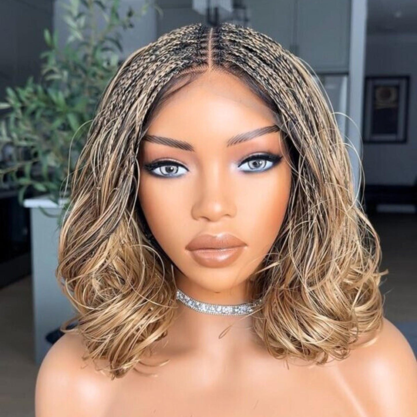 Braided Wigs for Black Women 16in Knotless Spanish Curls Braided Wig – Lace Frontal Box Braids – product image 3