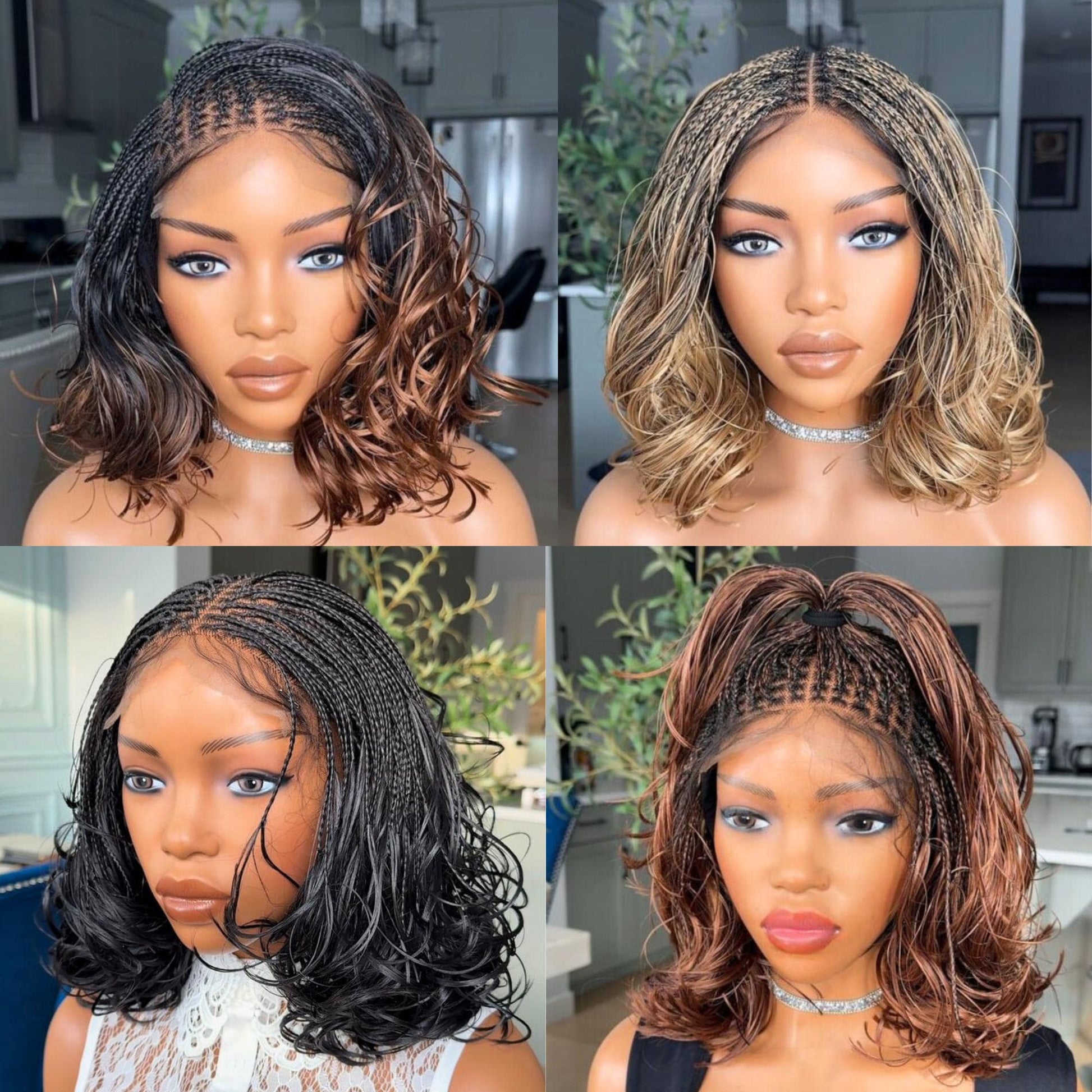 Braided Wigs for Black Women 16in Knotless Spanish Curls Braided Wig – Lace Frontal Box Braids – product image 1
