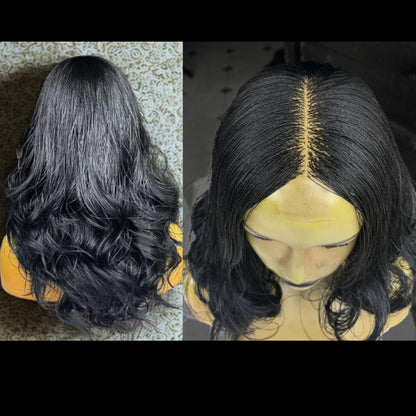 Nano Twist French Curls Micro Braided Wig, Silky Black Women Spanish Curls Million Braids