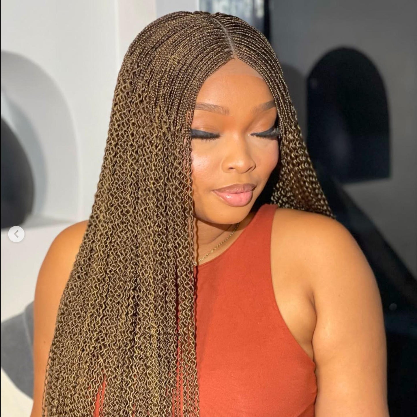 Braided Wigs for Black Women Handmade Crinky Twist Braid Wig – 30in Lace Closure – Black Brown Gold – product image 2