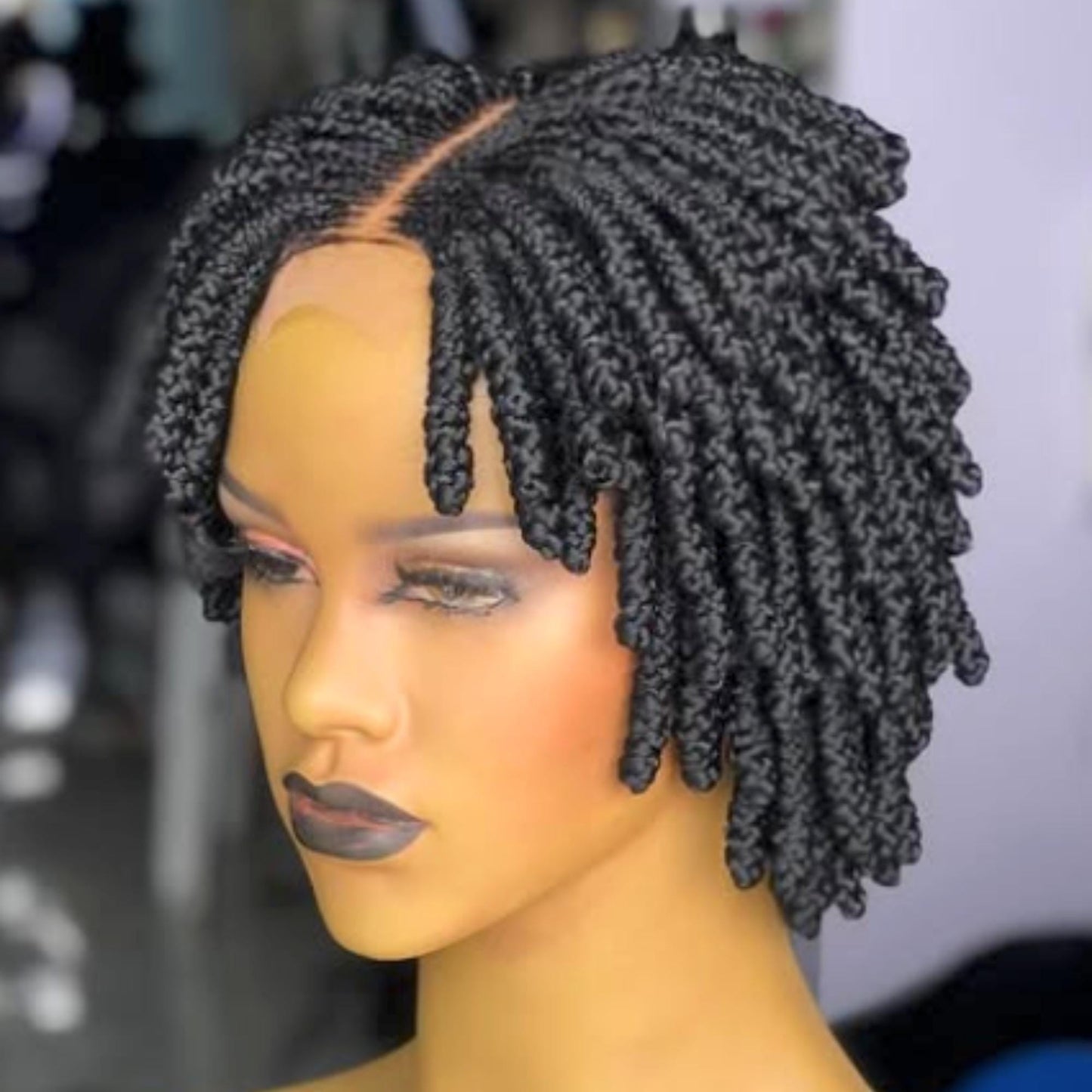 Braided Wigs for Black Women Bantu Knots Braided Bob Wig – Lightweight Lace Front Wig – product image 4