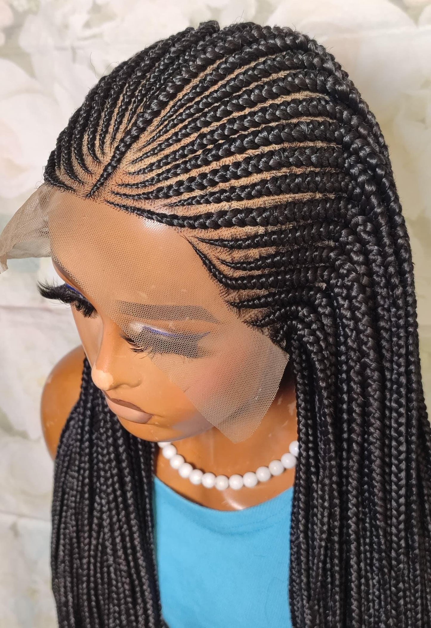Braided Wigs for Black Women 30" Cornrow Braid Wig – Black Braided Lace Frontal Wig – product image 9